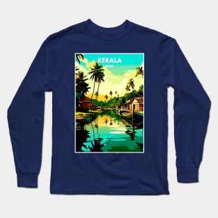 Kerala India Resort Vintage Advertising Travel Print Long Sleeve T-Shirt